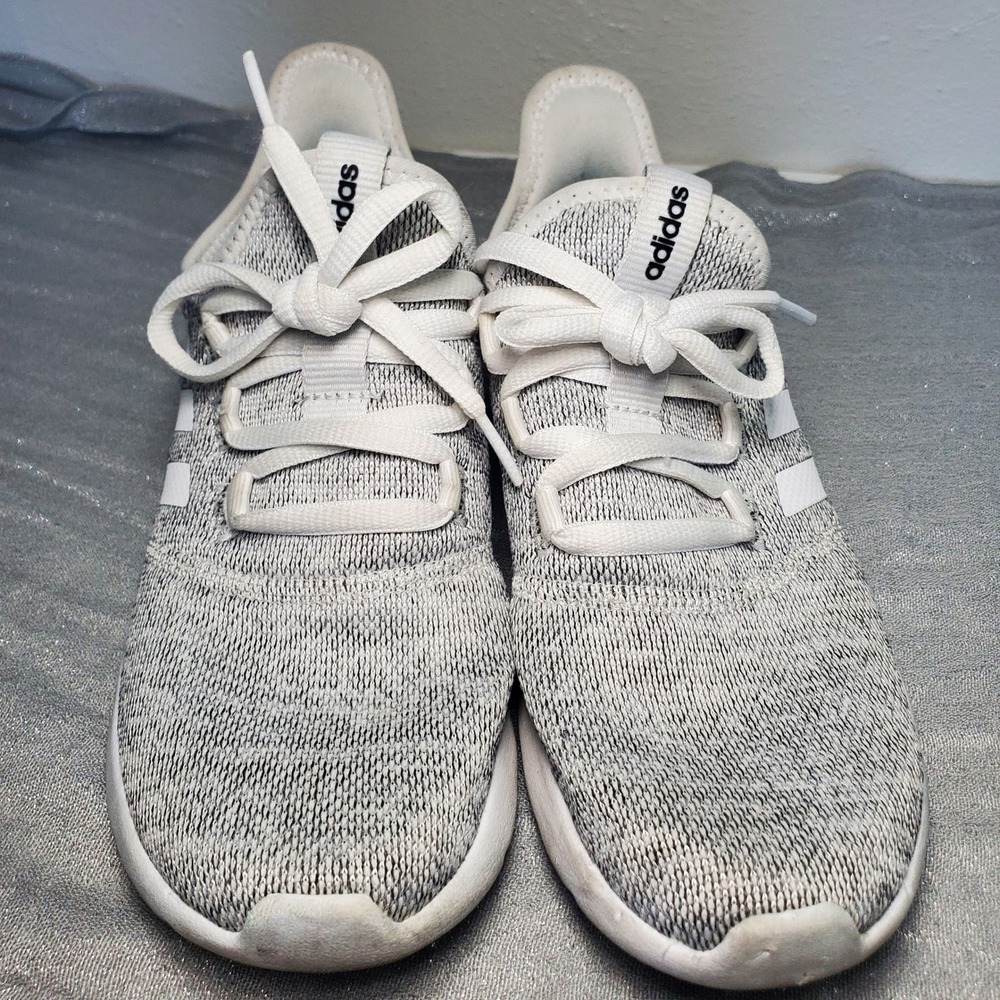 Adidas Cloudfoam Pure Running‎ Shoes Sneakers White Grey Womens Size 7 Athletic